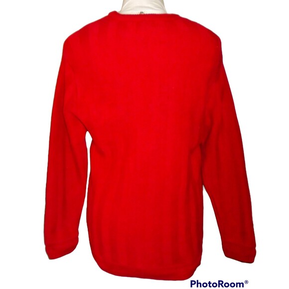 Ralph Lauren Chaps Men’s Red Sweater Textured Herringbone Size Medium Christmas - Picture 3 of 3